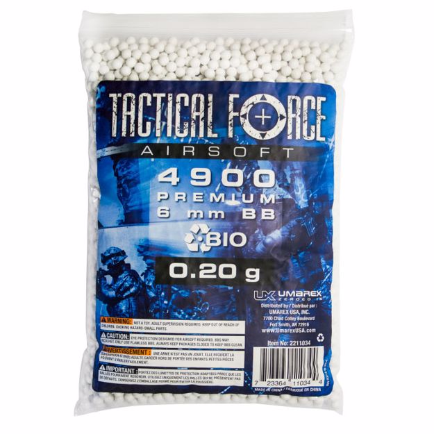 Picture of TACTICAL FORCE AIRSOFT .20 BIO 6MM BB QTY 4900 QTY BAG WHITE