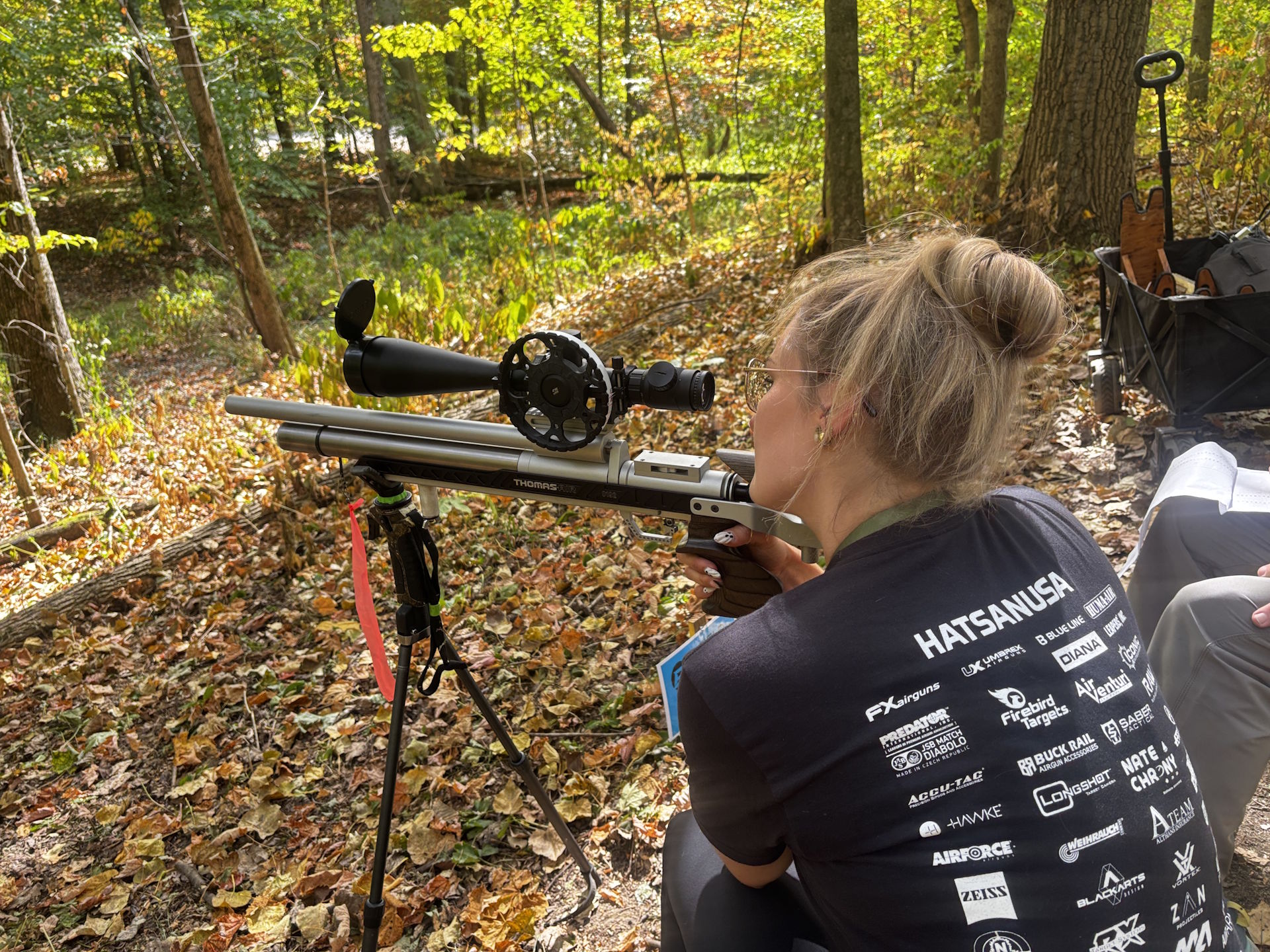 Ashley Rasmussen shooting a borrowed Thomas PCP air rifle
